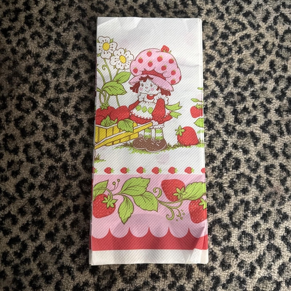 Vtg 1980 Strawberry Shortcake Paper Tablecloth 96x54" American Greetings Retro